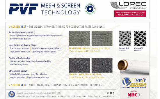 V-Screen NEXT Mesh -für leitfähige Pasten &Farben